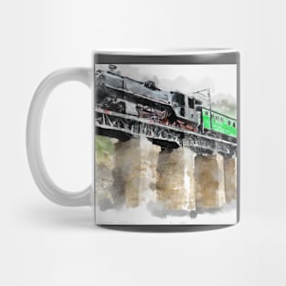 Steam Locomotive on a Bridge Watercolor Mug